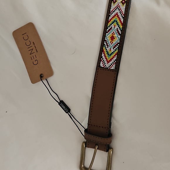 Genicci Brown Beaded Women's Belt.  Women's large - Picture 2 of 4